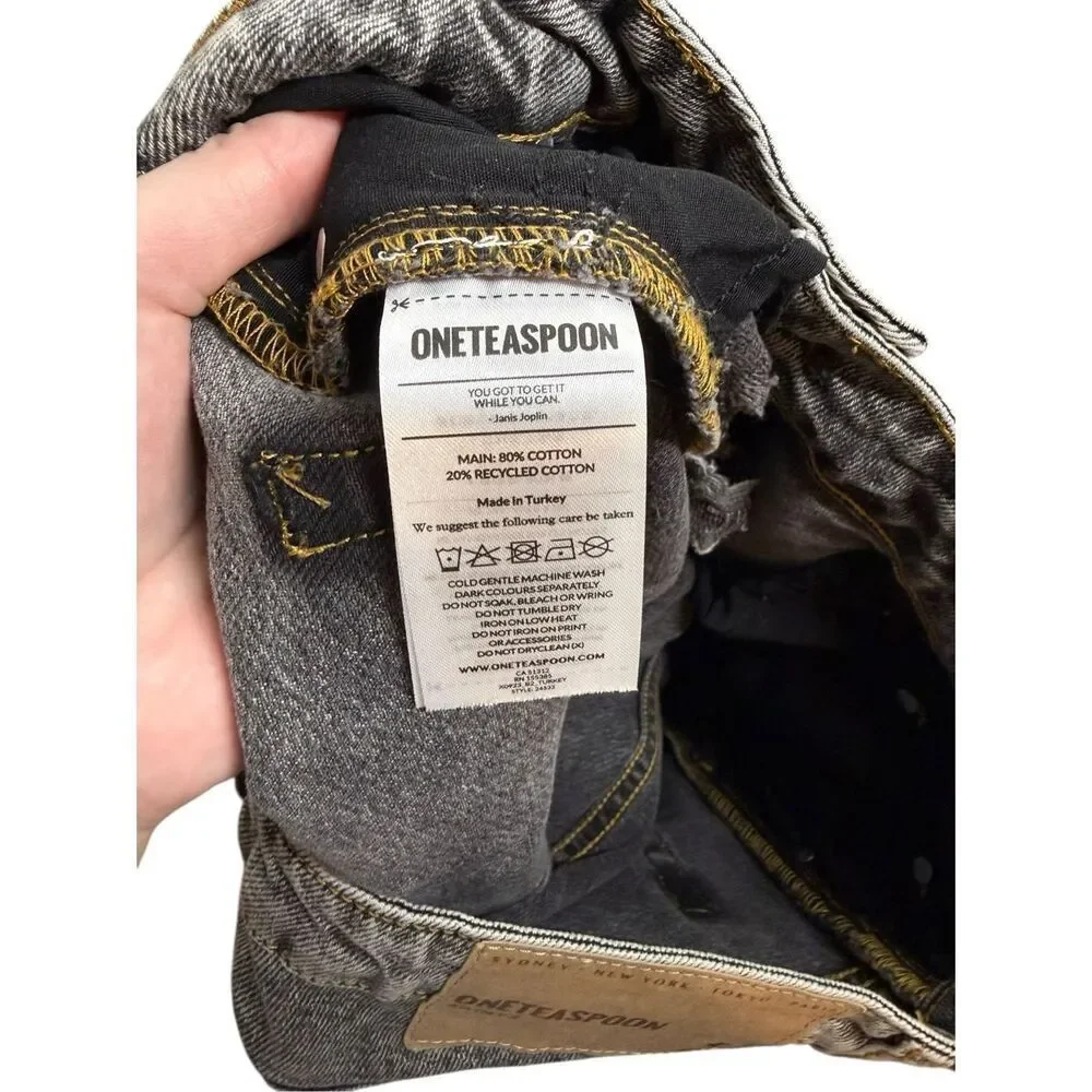 One Teaspoon Barrel Distressed‎ Button Fly Jeans Faded Black Size 29